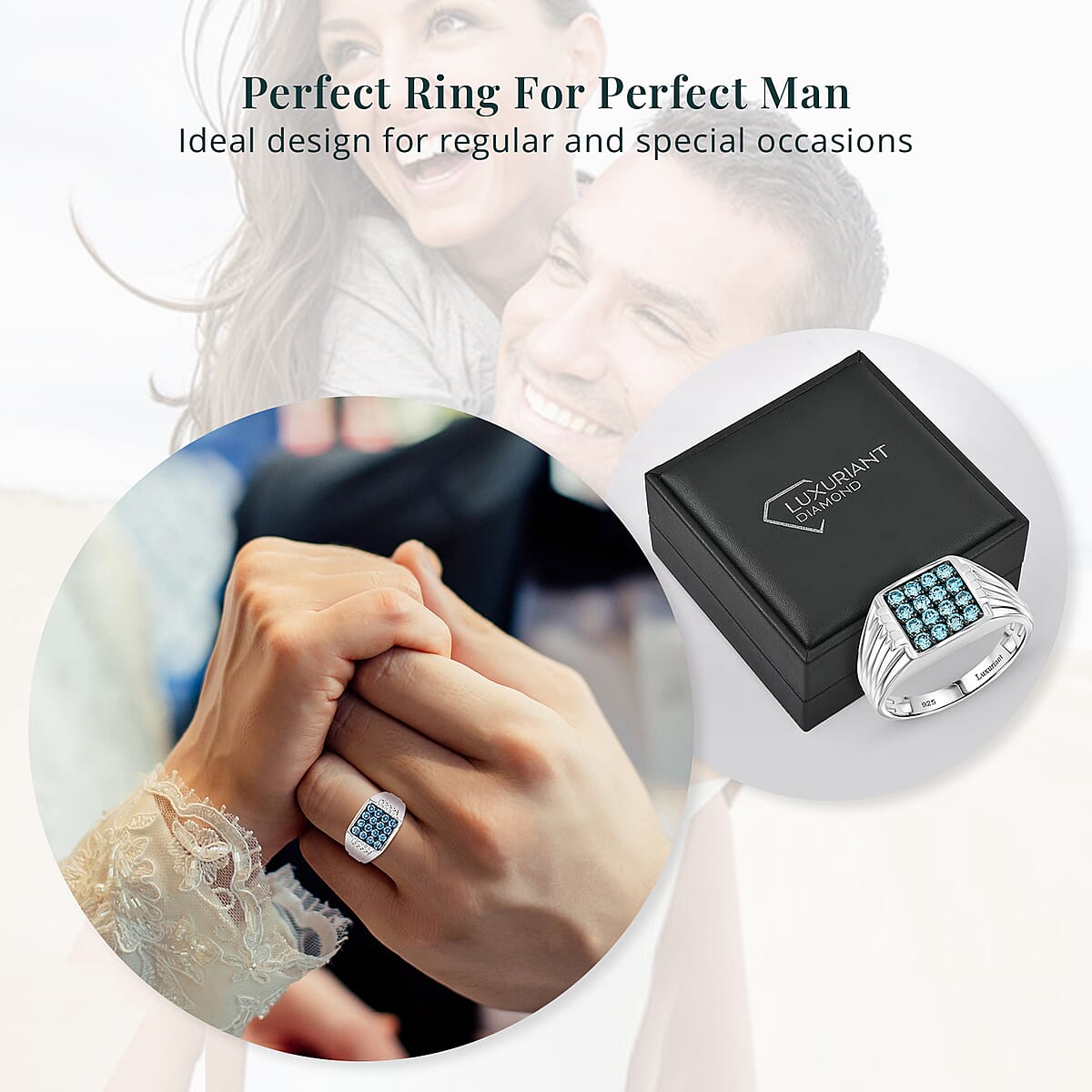 Luxuriant Lab Grown Blue Diamond SI 1.00 ctw Men's Ring in Platinum Over Sterling Silver (Size 14.0) (Del. In 13-15 Days) image number 6