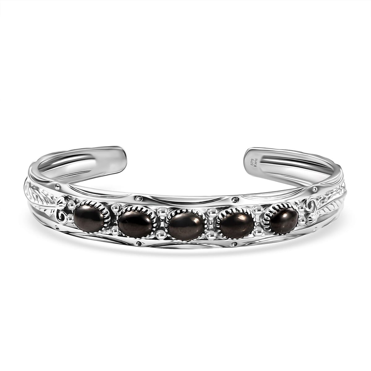 Karis Elite Shungite 3.90 ctw Cuff Cuff Bracelet in Platinum Bond image number 0