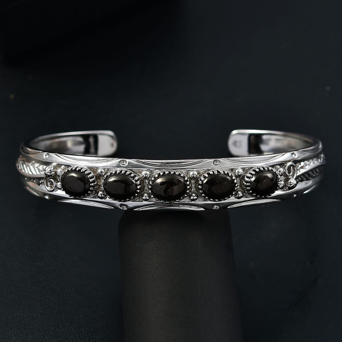 Karis Elite Shungite 3.90 ctw Cuff Cuff Bracelet in Platinum Bond image number 1