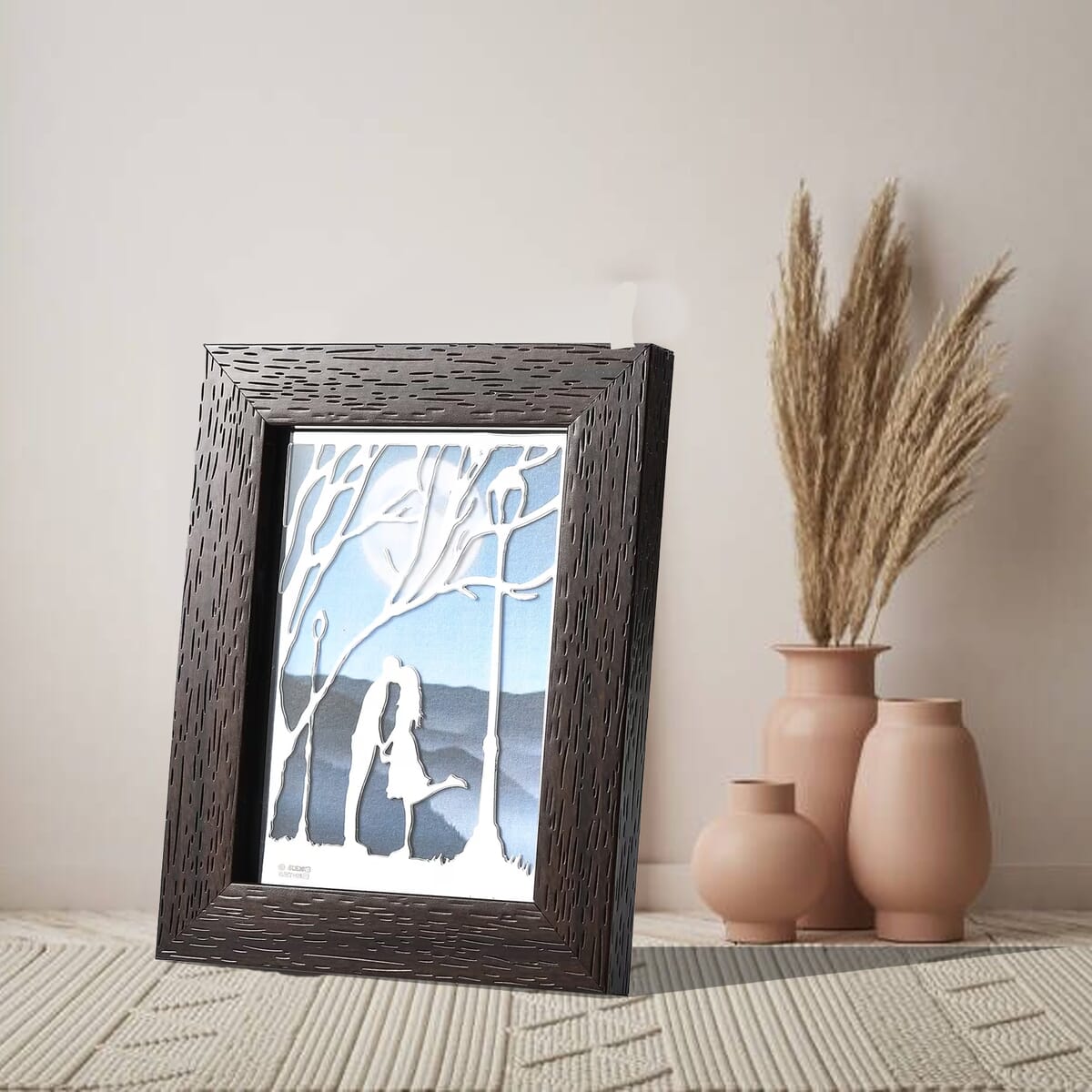 Rhodium Over Sterling Silver Moonlit Kiss Photo Frame 9 Grams image number 1