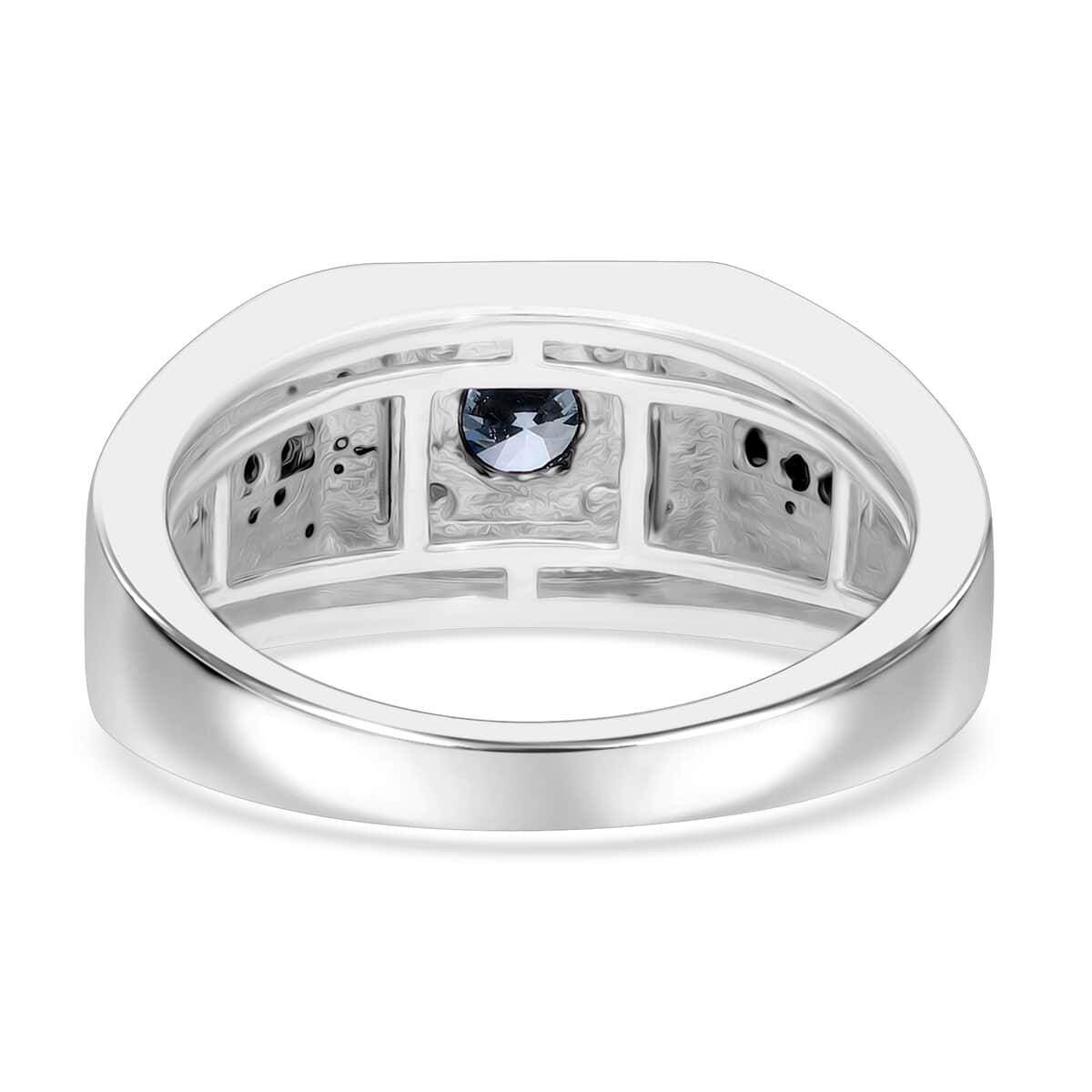 Luxuriant Lab Grown Blue Diamond (SI) Men's Ring in Platinum Over Sterling Silver (Size 10.0) 1.00 ctw image number 2