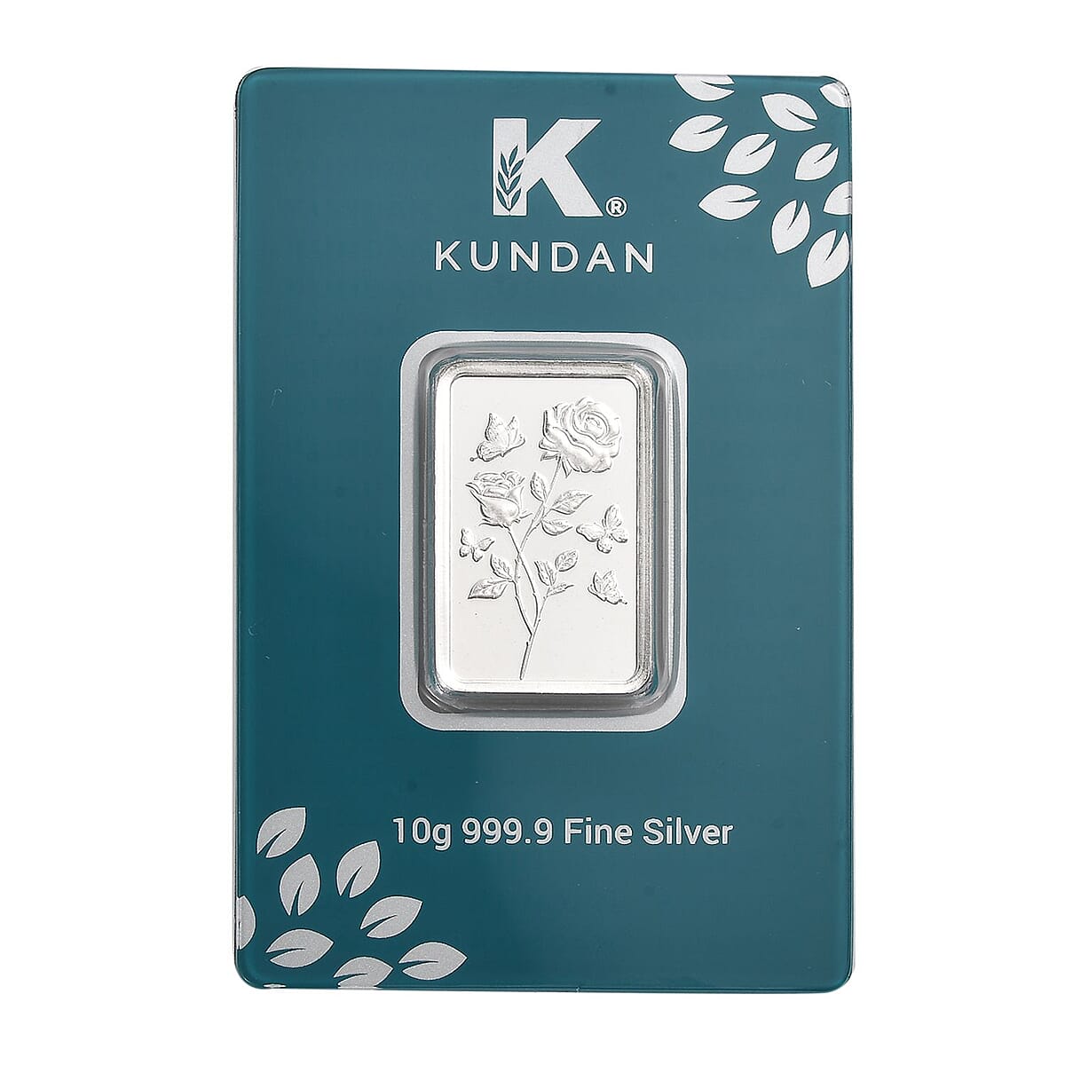 Doorbuster Kundan 999.9 Fine Silver Forever Rose Bar 10 Grams image number 0