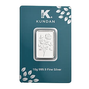 Doorbuster Kundan 999.9 Fine Silver Forever Rose Bar 10 Grams