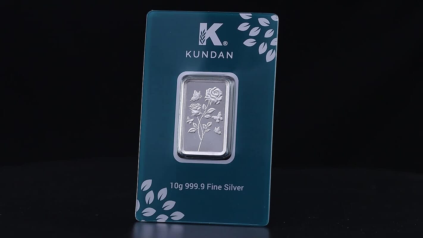Kundan 999.9 Fine Silver Forever Rose Bar 10 Grams (Del. in 10-12 Days)