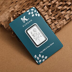  Kundan 999.9 Fine Silver Forever Rose Bar 10 Grams