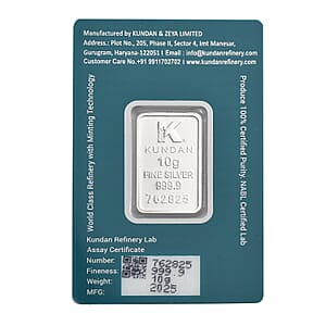  Kundan 999.9 Fine Silver Forever Rose Bar 10 Grams