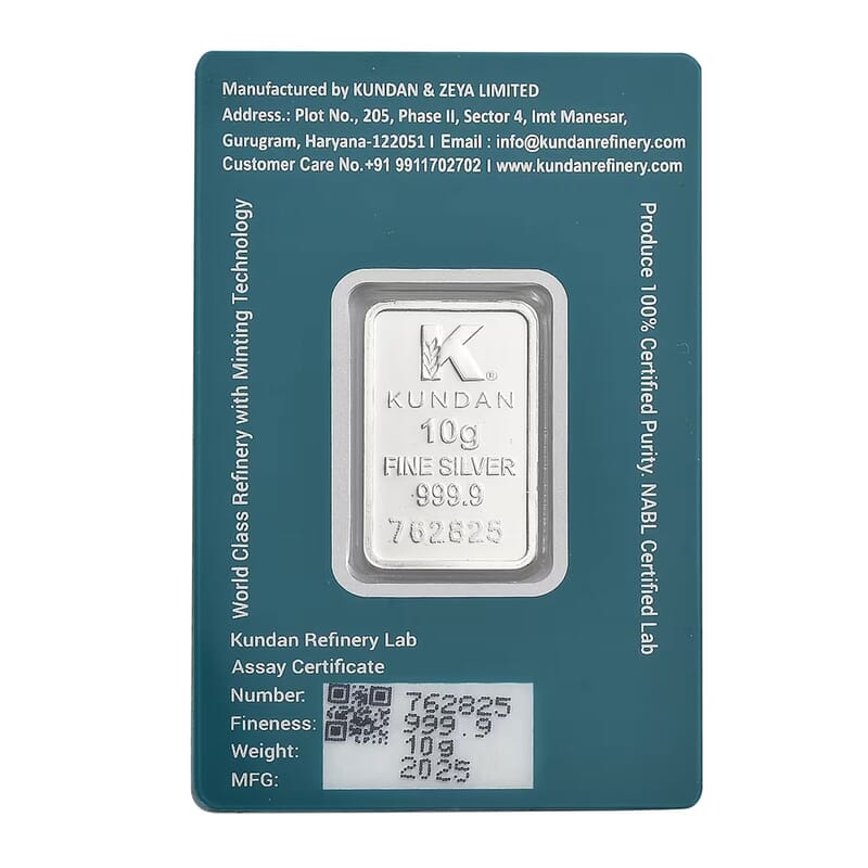 Kundan 999.9 Fine Silver Forever Rose Bar 10 Grams