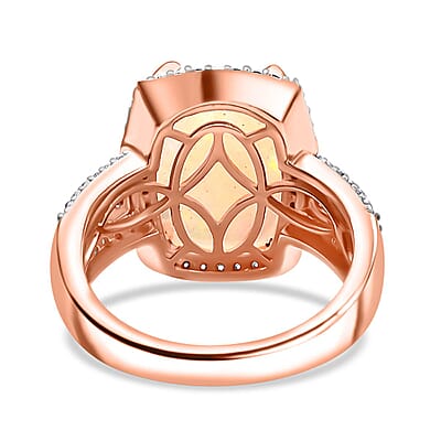 D'Joy Ethiopian Welo Opal and Multi Gemstone 5.00 ctw Halo Ring in 18K Vermeil Rose Gold Over Sterling Silver (Size 10.0) 