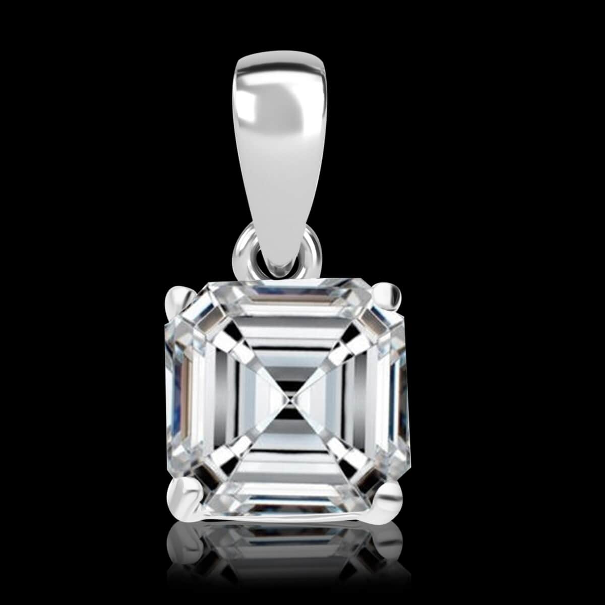 SGL Certified Asscher Cut Luxuriant Lab Grown Diamond G-H VS 0.75 ctw Pendant in 950 Platinum image number 1