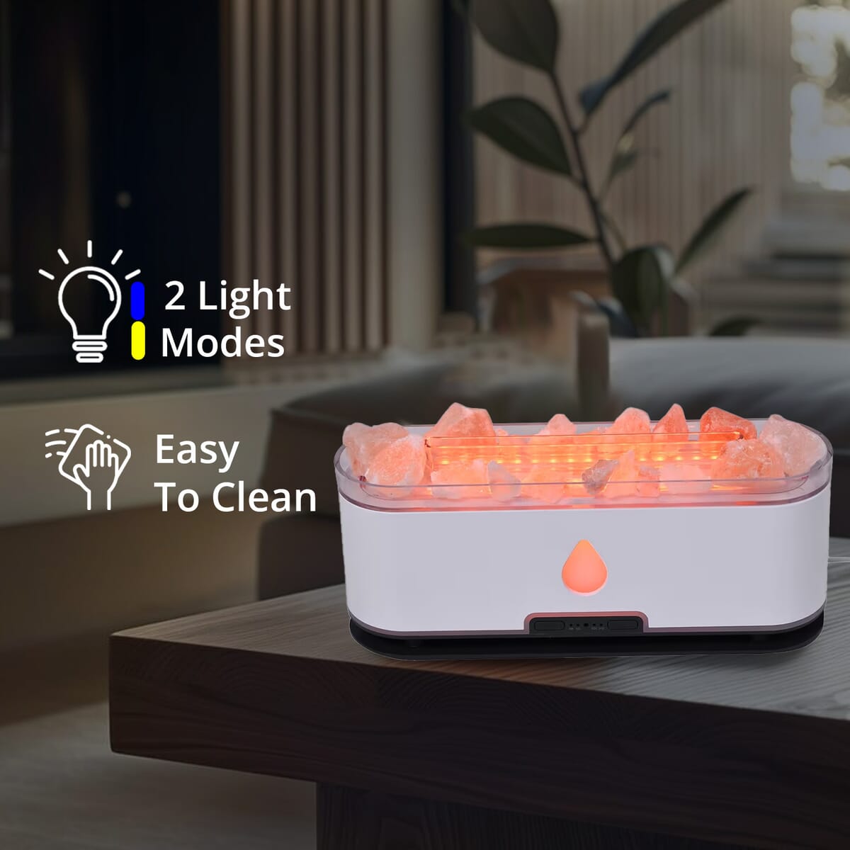 White Flame Aroma Diffuser with 10 Essential Oils and Color Changing Mood Lights Himalayan Salt Lamp (5V, 200ml) image number 2