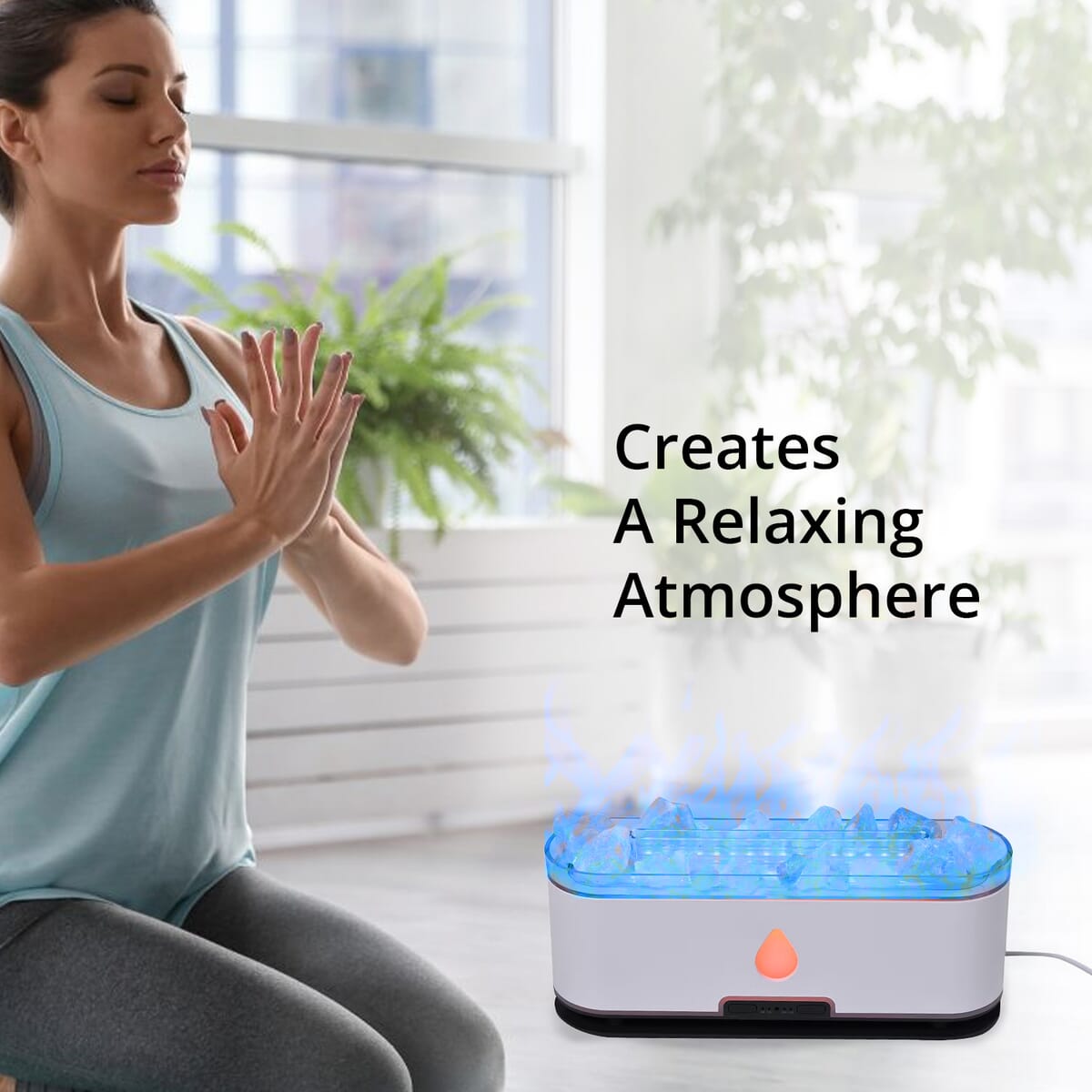 White Flame Aroma Diffuser with 10 Essential Oils and Color Changing Mood Lights Himalayan Salt Lamp (5V, 200ml) image number 4