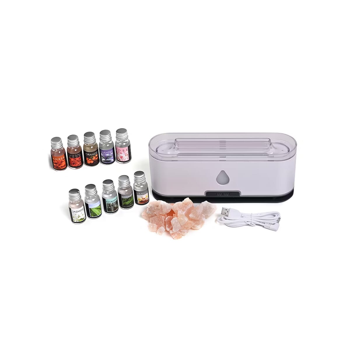 White Flame Aroma Diffuser with 10 Essential Oils and Color Changing Mood Lights Himalayan Salt Lamp (5V, 200ml) image number 7