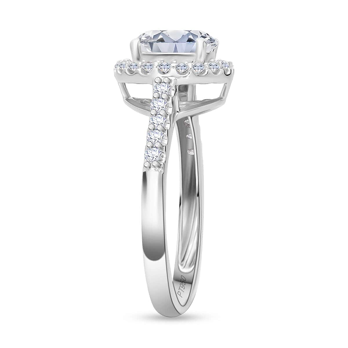 SGL Certified Luxuriant Lab Grown Diamond G-H VS 1.00 ctw Halo Ring in 950 Platinum (Size 7.5) 4.05 Grams image number 3