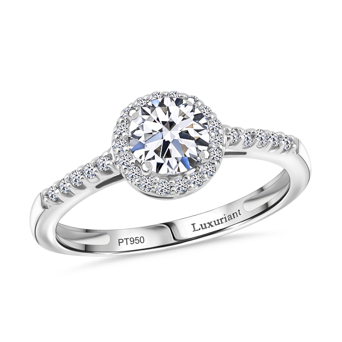 SGL Certified Luxuriant Lab Grown Diamond G-H VS 1.00 ctw Halo Ring in 950 Platinum (Size 8.5) 4.05 Grams image number 0