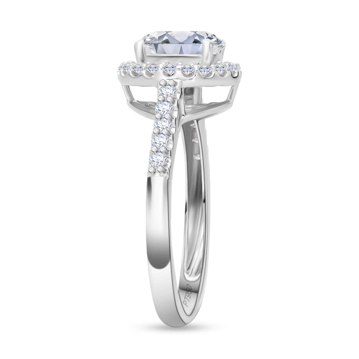 SGL Certified Luxuriant Lab Grown Diamond G-H VS 1.00 ctw Halo Ring in 950 Platinum (Size 8.5) 4.05 Grams image number 3