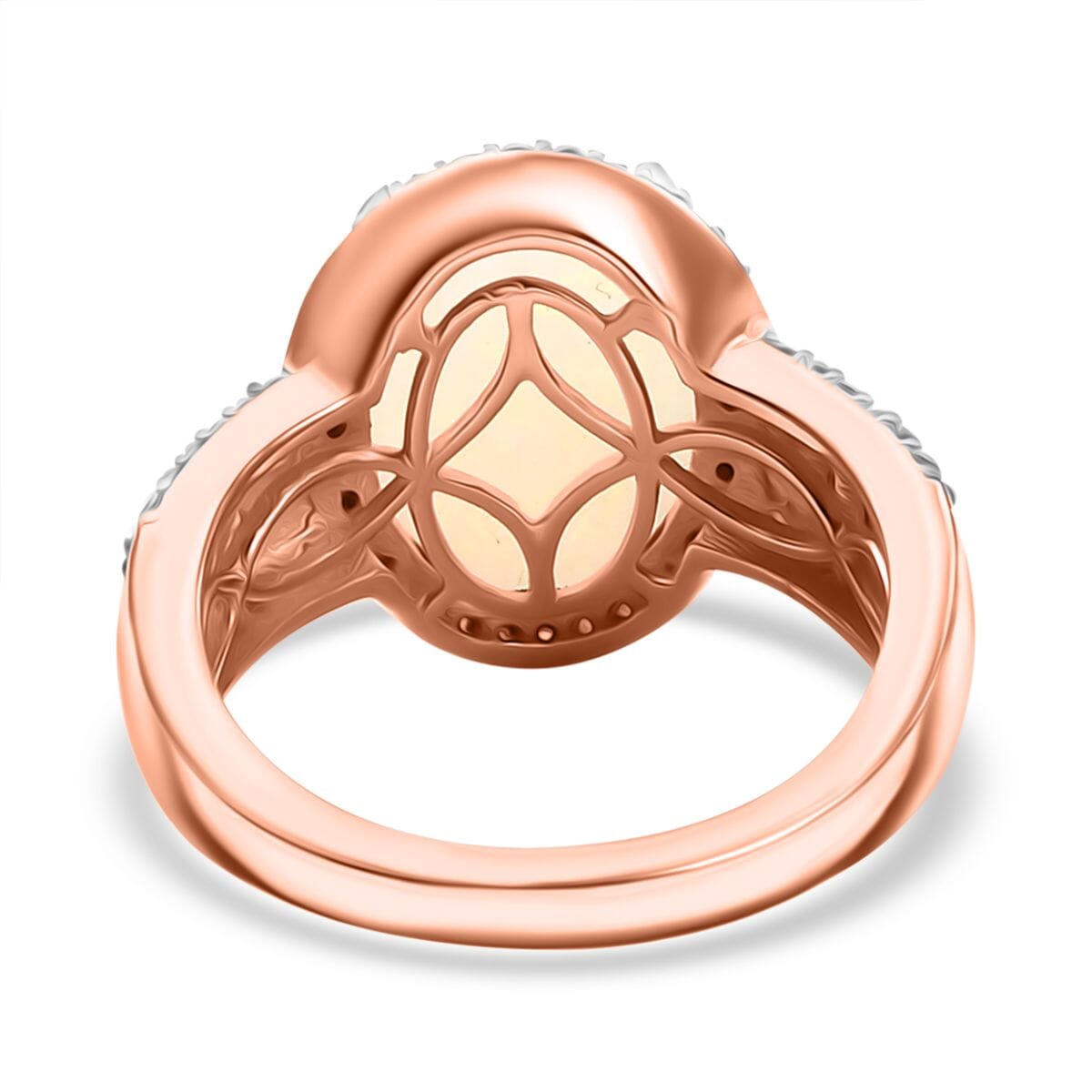 Ethiopian Welo Opal and Multi Gemstone 4.35 ctw Halo Ring in 18K Vermeil Rose Gold Over Sterling Silver (Size 7.0)  image number 4