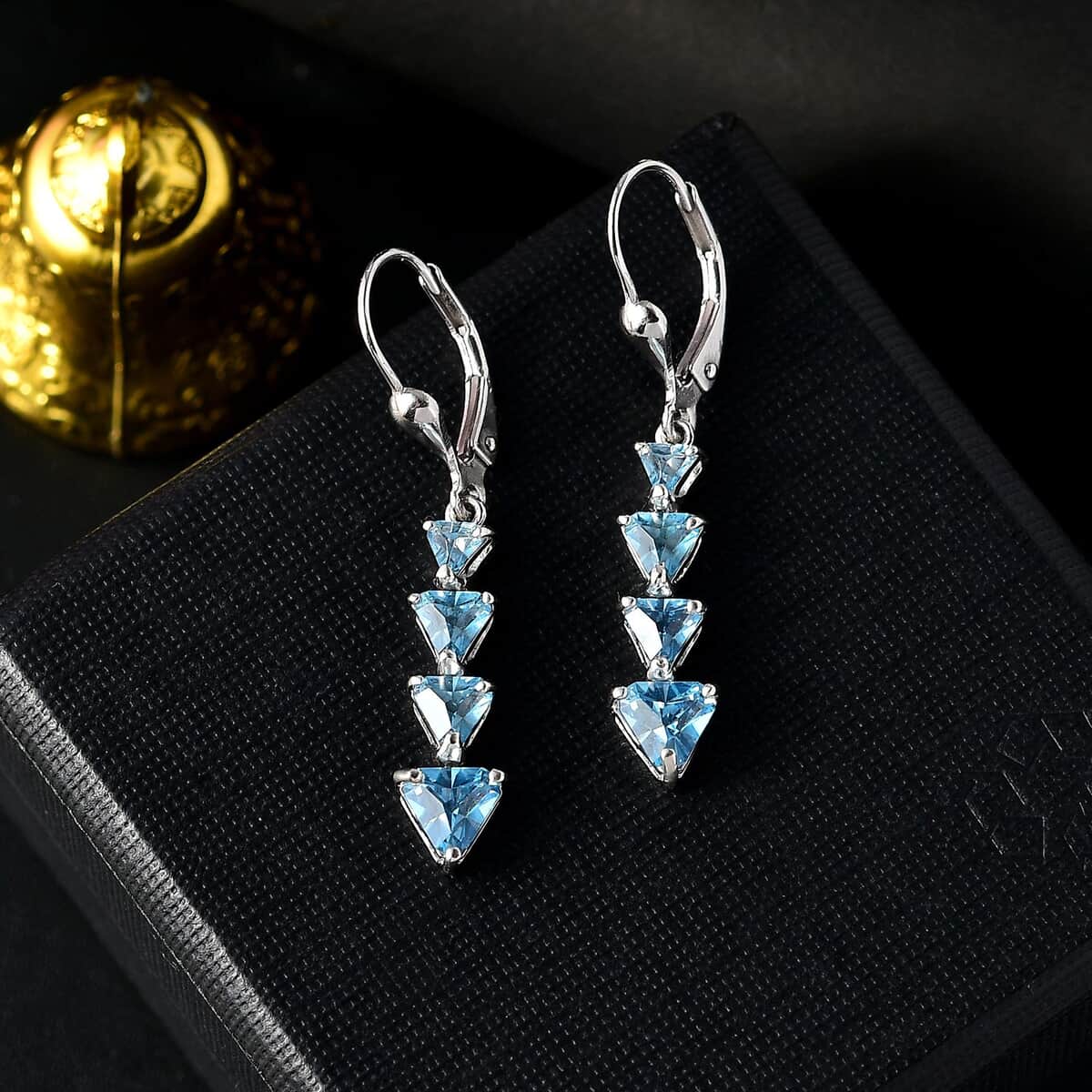 Signity Ice Blue Topaz 2.50 ctw Arrow Earrings in Platinum Over Sterling Silver  image number 1