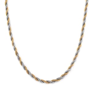 5mm Rope Chain Necklace in Stainless Steel 24-26 Inches