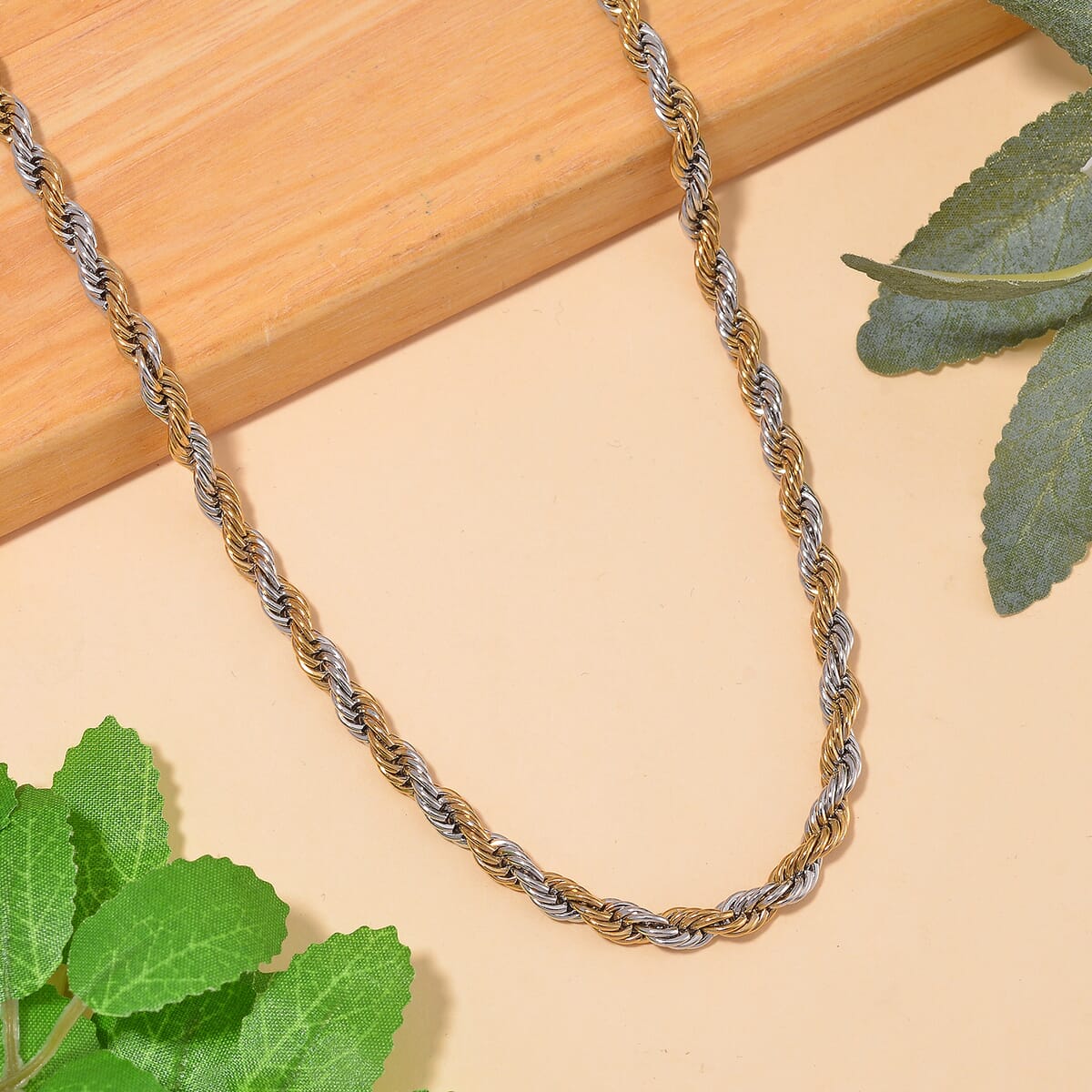 5mm Rope Chain Necklace in Stainless Steel 24-26 Inches image number 1