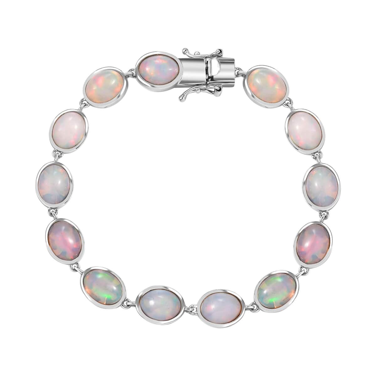 Premium Ethiopian Welo Opal 16.00 ctw Seahorse Bracelet in Rhodium Over Sterling Silver (7.25 In) image number 0