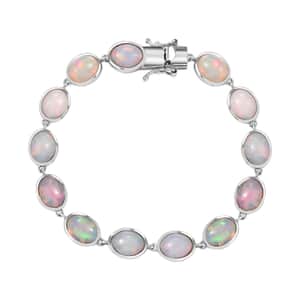 Premium Ethiopian Welo Opal 16.00 ctw Seahorse Bracelet in Rhodium Over Sterling Silver (7.25 In)