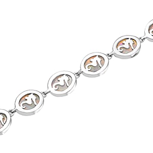 D'Joy Premium Ethiopian Welo Opal 16.00 ctw Seahorse Bracelet in Rhodium Over Sterling Silver (7.25 In)