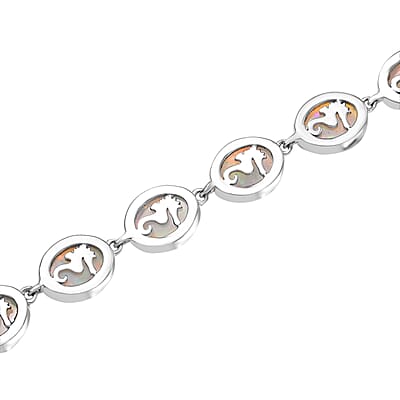 D'Joy Premium Ethiopian Welo Opal 16.00 ctw Seahorse Bracelet in Rhodium Over Sterling Silver (7.25 In)