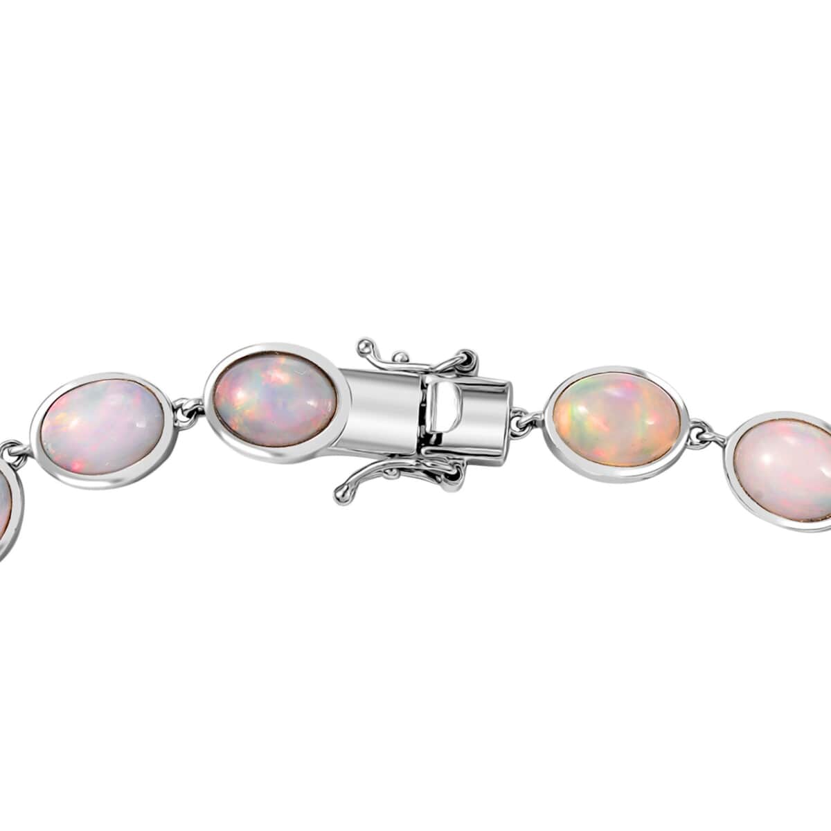 Premium Ethiopian Welo Opal 16.00 ctw Seahorse Bracelet in Rhodium Over Sterling Silver (7.25 In) image number 4