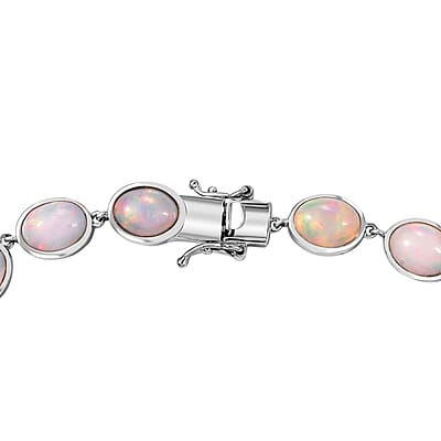 D'Joy Premium Ethiopian Welo Opal 16.00 ctw Seahorse Bracelet in Rhodium Over Sterling Silver (7.25 In)