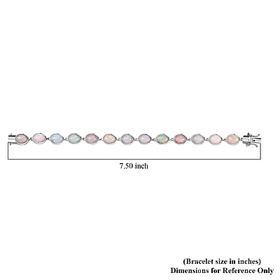 D'Joy Premium Ethiopian Welo Opal 16.00 ctw Seahorse Bracelet in Rhodium Over Sterling Silver (7.25 In)