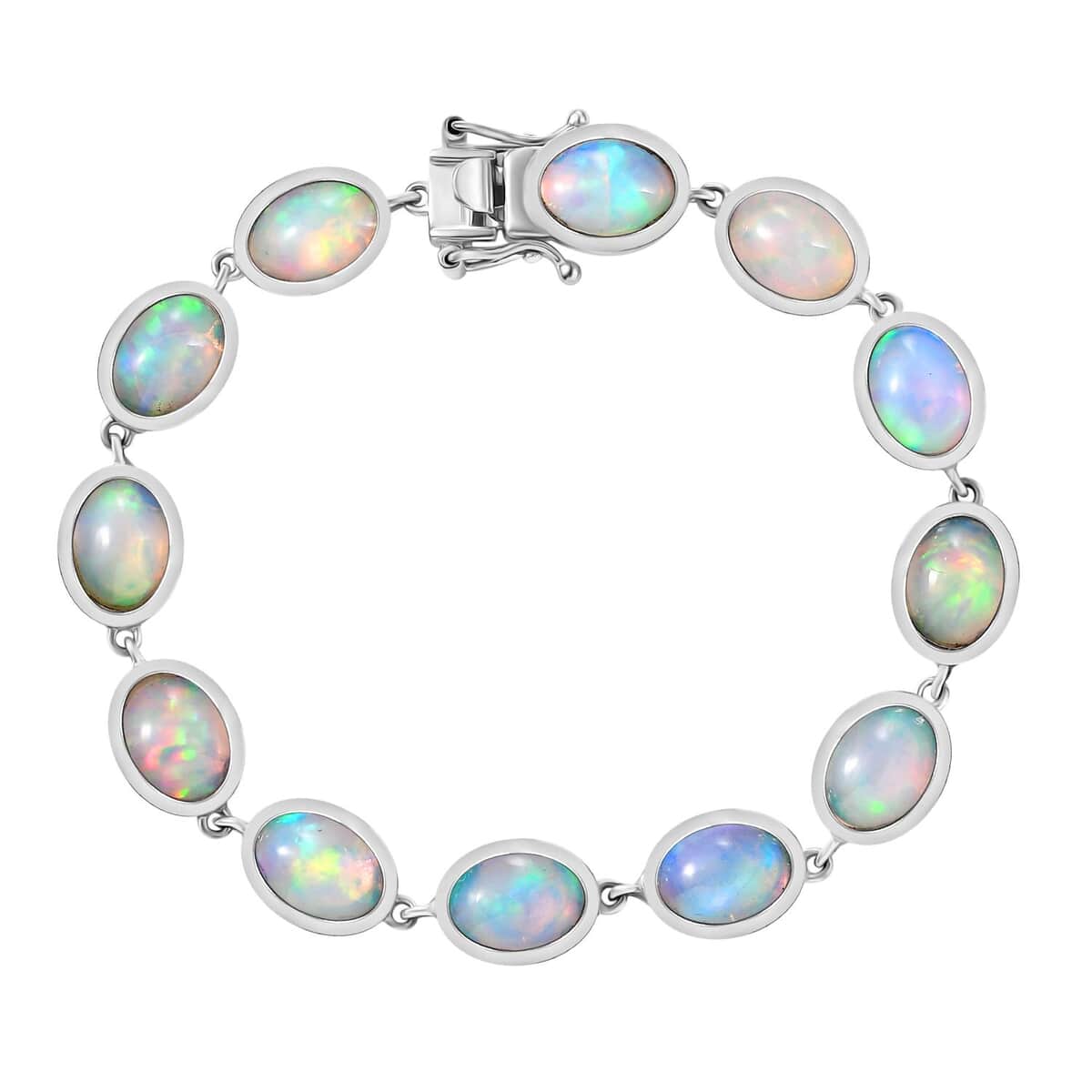 Premium Ethiopian Welo Opal 13.30 ctw Seahorse Bracelet in Rhodium Over Sterling Silver (6.50 In) image number 0