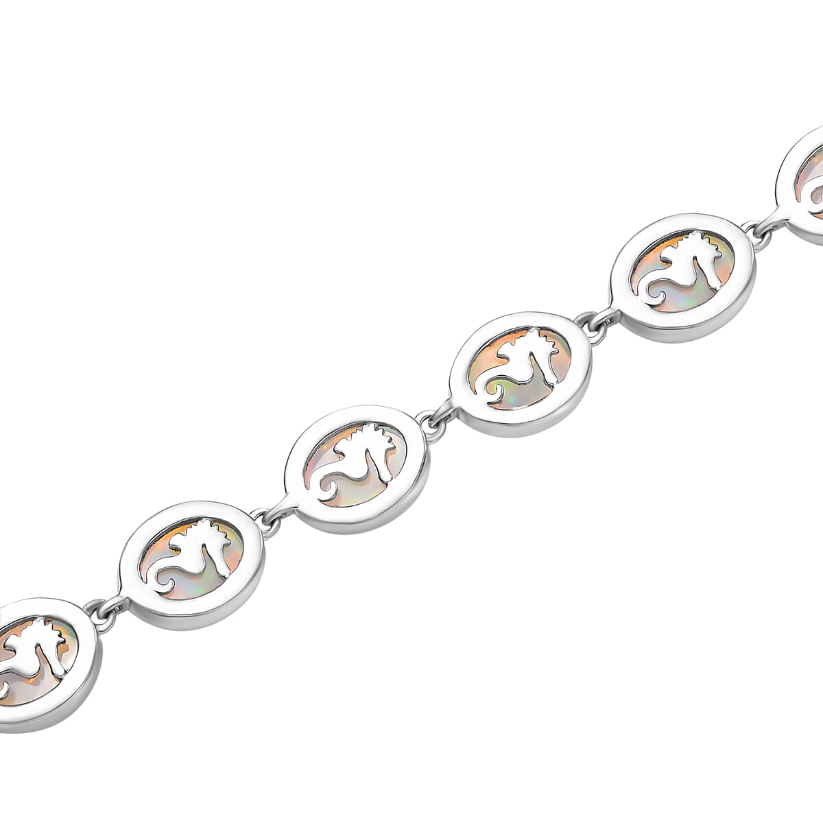 Premium Ethiopian Welo Opal 16.65 ctw Seahorse Bracelet in Rhodium Over Sterling Silver (8.00 In) image number 3
