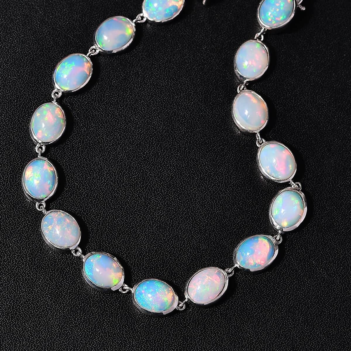 Premium Ethiopian Welo Opal 16.80 ctw Bracelet in Rhodium Over Sterling Silver (7.25 In) image number 1