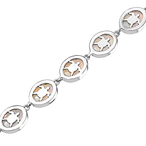 D'Joy Premium Ethiopian Welo Opal 16.80 ctw Turtle Bracelet in Rhodium Over Sterling Silver (7.25 In)