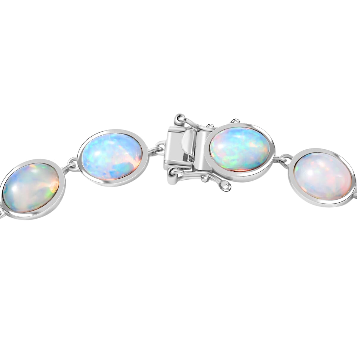 Premium Ethiopian Welo Opal 18.00 ctw Turtle Bracelet in Rhodium Over Sterling Silver (8.00 In) image number 4