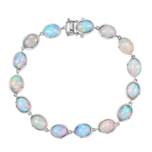Premium Ethiopian Welo Opal 16.65 ctw Dolphin Bracelet in Rhodium Over Sterling Silv (8.00 In) 
