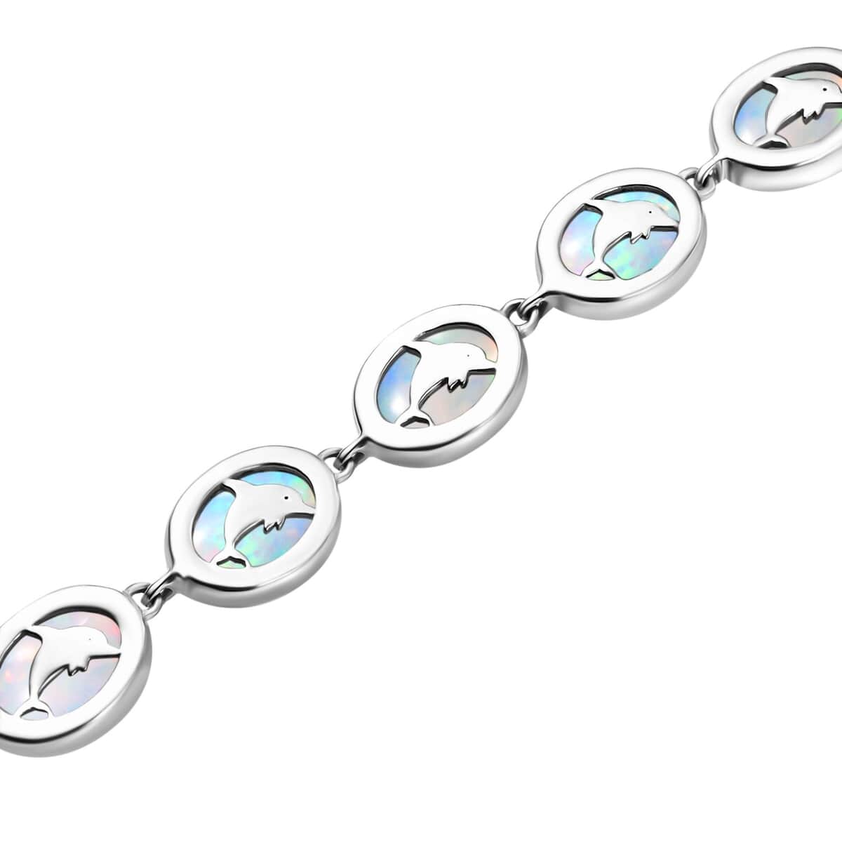 Premium Ethiopian Welo Opal 16.65 ctw Dolphin Bracelet in Rhodium Over Sterling Silv (8.00 In)  image number 3