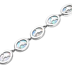 D'Joy Premium Ethiopian Welo Opal 16.65 ctw Dolphin Bracelet in Rhodium Over Sterling Silv (8.00 In) 
