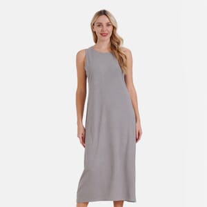 Gray Rib Knit Sleeveless Maxi Dress - One Size Fits Most