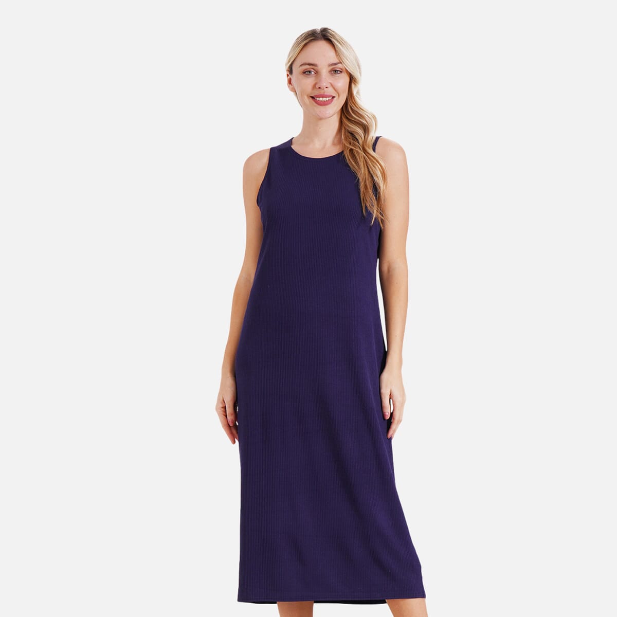Navy Rib Knit Sleeveless Maxi Dress - One Size Fits Most image number 0