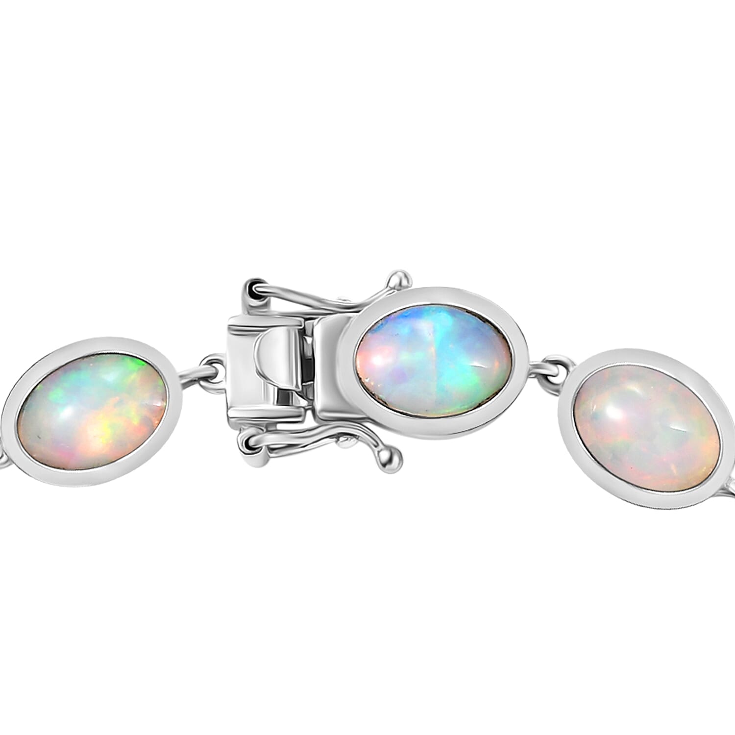 D'Joy Premium Ethiopian Welo Opal 13.30 ctw Dolphin Bracelet in Rhodium Over Sterling Silver (6.50 In)