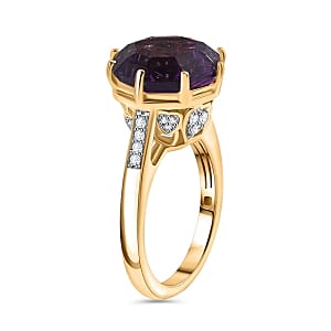 African Amethyst and White Zircon 6.81 ctw Ring in Vermeil Yellow Gold Over Sterling Silver (Size 9)