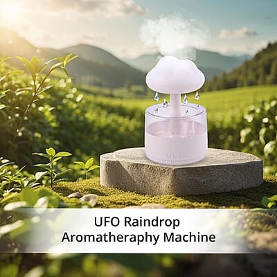 Rain Cloud Humidifier Water Fall with 7 Color Changing LEDS and 5 Pure Essential Oils for Aromatherapy 