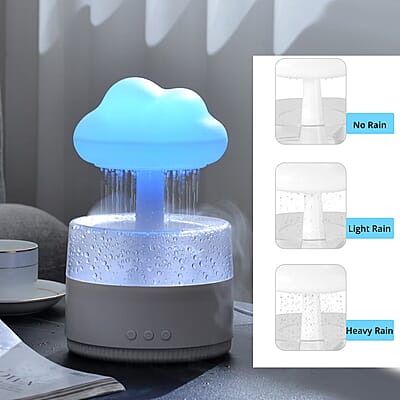 Rain Cloud Humidifier Water Fall with 7 Color Changing LEDS and 5 Pure Essential Oils for Aromatherapy 