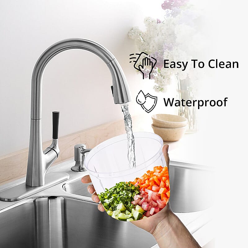 Set of 3 Blue Manual Food Chopper, Vegetable Cutter, Hand Blender Food with Stainless Steel Blade (200, 500, 900ml)