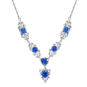 Karis Signity Electric Blue Topaz 4.00 ctw Necklace in Platinum Bond and Stainless Steel 18 Inches