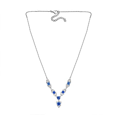 Karis Signity Electric Blue Topaz 4.00 ctw Necklace in Platinum Bond and Stainless Steel 18 Inches