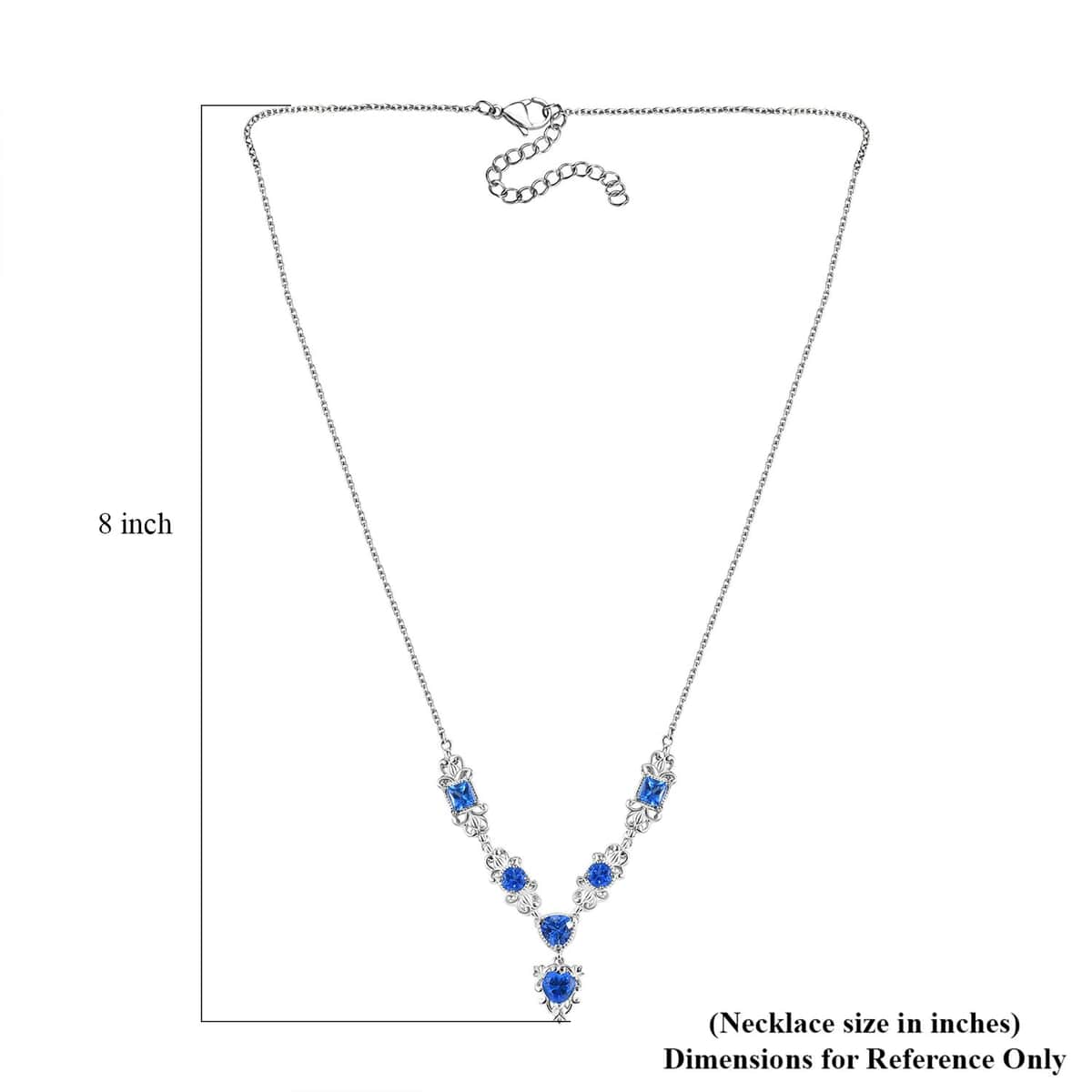 Karis Signity Electric Blue Topaz 4.00 ctw Necklace in Platinum Bond and Stainless Steel 18 Inches image number 5