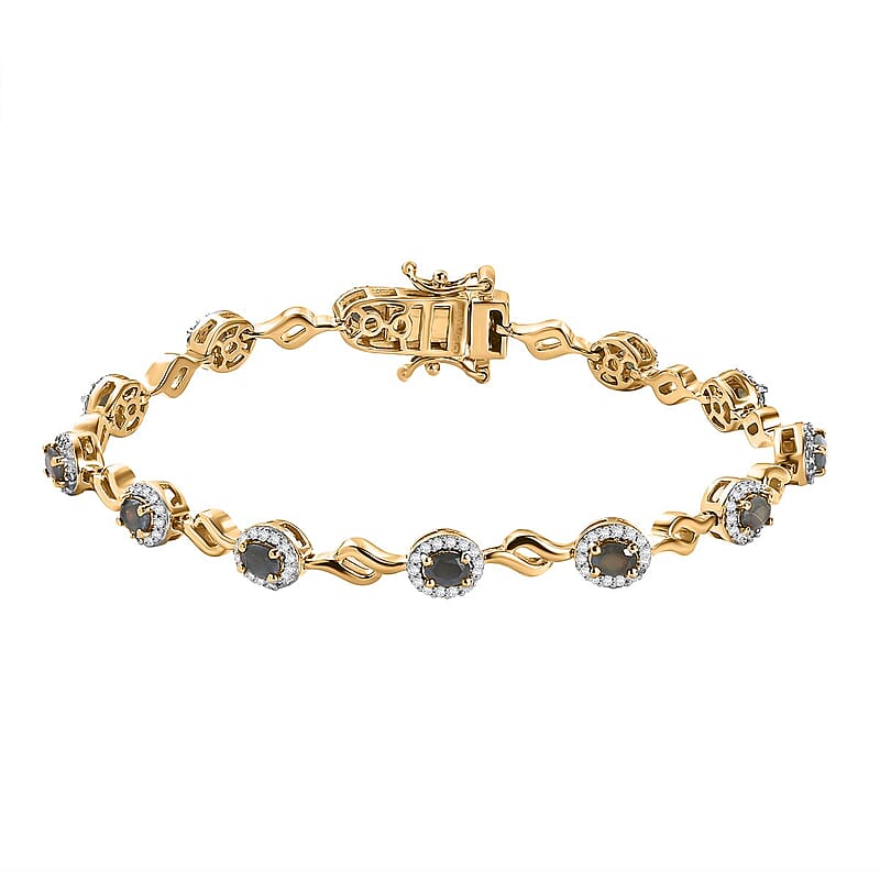 Narsipatnam Alexandrite and White Zircon 2.90 ctw Twilight Harmony Bracelet in 18K Vermeil Yellow Gold Over Sterling Silver (7.25 In)