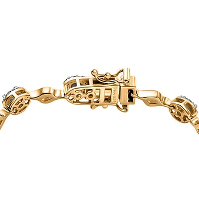 Narsipatnam Alexandrite and White Zircon 2.90 ctw Twilight Harmony Bracelet in 18K Vermeil Yellow Gold Over Sterling Silver (7.25 In)